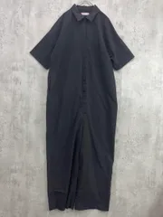 antiqua アンティカ PK-00737 胸ポケット 折り返し袖 半袖 オールインワン sizeF/黒 ■◆ レディース