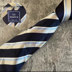 BEAMS ビームス ネイビー ストライプ シルク ネクタイ[MSE043]