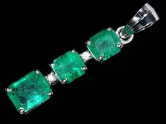 1UL16123SS【売り切り】新品【RK宝石】≪Emerald≫ 上質エメラルド 大粒 3石 総計2.4ct! 極上ダイヤモンド K18WG 超高級ペンダントヘッド  ネックレス ダイヤ