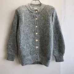 美品⭐ ピエル Piele ニット カーディガン ウール 混 wool 毛 モヘア風 シャギーニット グレー 灰色 クルーネック 丸首 長袖 防寒 暖かい 大きめ ゆったり シンプル 大人カジュアル オフィスカジュアル きれいめ 上品