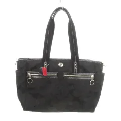 コーチ COACH マザーズバッグ トートバッグ ショルダーバッグ キャンバス レザー シグネチャー ロゴチャーム マット付き 黒 ブラック F14874 /MN13 ■GY18
