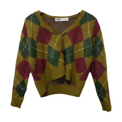 レディース Sサイズ ザラ アーガイル カーディガン