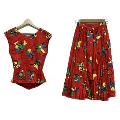 DIOR/ChristianDior(ディオール/クリスチャンディオール) スカートセットアップ レディース - レッド×黒×マルチ ネーム記入あり