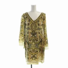 グレースコンチネンタル GRACE CONTINENTAL ワンピース ミニ 総柄 ビーズ装飾 七分袖 シルク 36 ベージュ 06112471 /EE