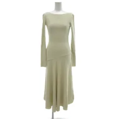 ザラ ZARA リブニット ワンピース ロング 長袖 フレア S 白 アイボリー