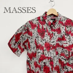 MASSES マシス  半袖シャツ 柄シャツ  S 赤 黒 グレー 日本製 メンズ ファッションのサムネイル