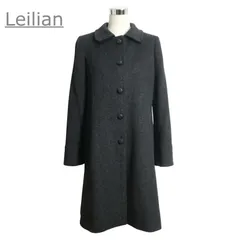 Leilian レリアン ステンカラーコート ロングコート カシミヤ100％ バックベルト ロング丈 ダークグレー サイズ11 レディース 美品