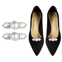 【人気商品】ワンタッチ着脱 靴飾り 簡単取り外し可能 装飾品 靴アクセサリー パンプス キラキラ 結婚式 クリスタル 卒業式 パール 卒園式 アクセサリー シューズ パーティー 靴クリップ 入学式 シューズクリップ【1ペア】 レディース [YANHUILAY]