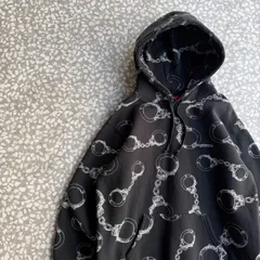 Supreme / 17aw Handcuffs hoodie size M シュプリーム　総柄　手錠　肉厚パーカー　ワンポイント刺繍ロゴ　ブラック　黒　ストリート sk8 奇抜　スケーター