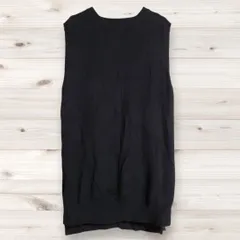 B1361 ザラ ZARA ニット セーター ベスト (S) 黒 無地 Uネック