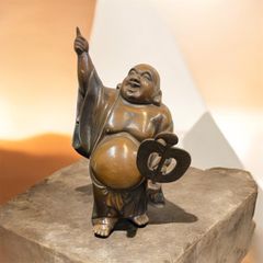 鉄製 布袋様 全長約47cm 約11kg 立像 布袋尊 七福神 縁起物 金運招福