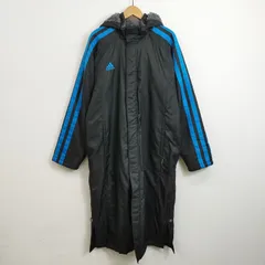 adidas アディダス ベンチ コート フーディー 着用可 スポーツ トレーニング 観戦 スリーストライプス 防寒 ブラック系 M B203