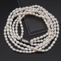 J467 淡水真珠 パール SILVER刻印 ネックレス 3連 デザイン シルバー 6月誕生石