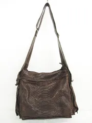 Sun Remy サンレミ パイソン ショルダーバッグ ブラウン系 茶色 エキゾチックレザー LF0001-0206-2