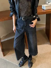 キュロットデニム 起毛パンツ 冬デニム ストレッチデニム