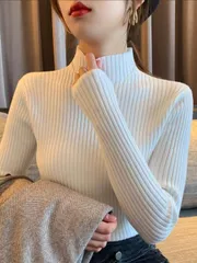 モックネック ハイネック タートルネック ニット 冬新作 ニット セーター モックネック タートルネック リブニット