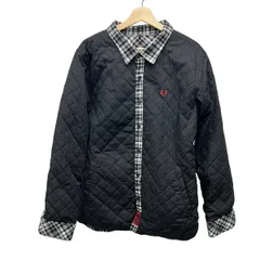 FRED PERRY(フレッドペリー) ブルゾン サイズXL メンズ - 黒×白 長袖/リバーシブル/チェック柄/中綿/キルティング/春/秋