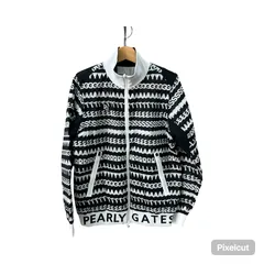 GF1 PEARLY GATES パーリーゲイツ  レディース アウター ゴルフ ゴルフウェア リバーシブル モノグラム柄✖️白 薄手 ベスト 袖脱着 多機能 1サイズ M  055-3120004