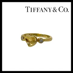 FU【TIFFANY&Co.】フルハート リング ELSA PERETTI/エルサ ペレッティ 750/K18 ゴールド/金 総重量約2.5g ダイヤモンド 2P 約6.5号 指輪 ティファニー (FU-6391)