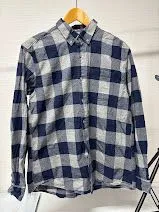 EDDIE BAUER ボタンダウン チェック 長袖シャツ ネイビー L US古着