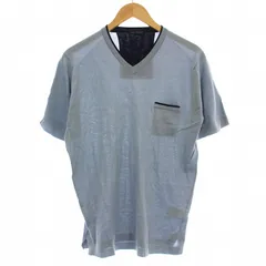 ジョンスメドレー JOHN SMEDLEY 半袖 ニット Tシャツ Vネック カットソー ポケット M 水色 ライトブルー /☆G