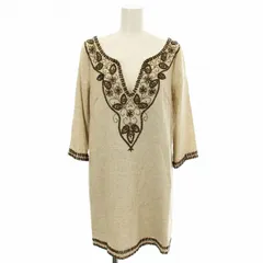 グレースコンチネンタル GRACE CONTINENTAL リネンライク ワンピース 05121271 ビジュー 花装飾 ひざ丈 36 ベージュ /☆G