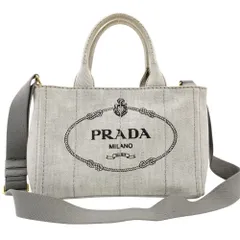 プラダ PRADA カナパ Sサイズ スモール ハンドバッグ グレー 2way キャンバス ショルダー ゴールド金具 R8020014