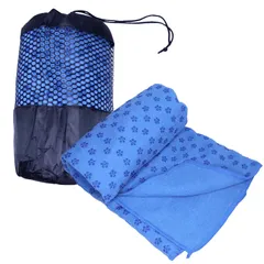 【数量限定】【大人気】ヨガマット 軽量 速乾 【収納ケース付き】 ホットヨガ 滑り止め付き 滑らない (blue) ヨガタオル ヨガラグ