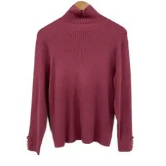 Rose Tiara(ローズティアラ) 長袖セーター サイズ42 L レディース美品  - ピンク×白 タートルネック/パール