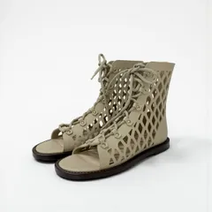 クリスチャンディオール CHRISTIAN DIOR D-TRAP ブーツ ショートブーツ 靴 シューズ レザー ベージュ メッシュ レースアップ