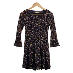 スーパービューティー ワンピース サイズ40 M レディース美品  - パープル×ライトピンク×マルチ クルーネック/長袖/ひざ丈/花柄/レース