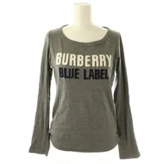 バーバリーブルーレーベル BURBERRY BLUE LABEL  Tシャツ カットソー 長袖 ロゴ刺繍 コットン 38 グレー /NR