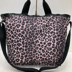 9186　LeSportsac　レスポートサック　 ハンドバッグ　2way　ショルダーバッグ　 デラックスイージーキャリートート　 DELUXE EASY CARRY TOTE　 レオパード　ヒョウ柄　総柄　ナイロン　 軽量　ブラウン×ブラック系　レディース