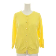 クイーンズコート QUEENS COURT カーディガン ニット パールボタン 七分袖 5 黄色 /YM ■MA