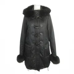 グレースコンチネンタル GRACE CONTINENTAL 中綿ダッフルコート 38 黒 ブラック 長袖 ファー付き トグルボタン /AH36 ■GY99