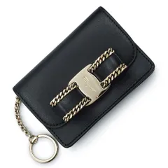 サルヴァトーレフェラガモ 22D760 ヴァラ リボン カーフスキン ネロ ブラック キーリング付き カードケース 名刺入れ 定期入れ パスケース レザー ゴールド金具 Salvatore Ferragamo（新品・未使用品）