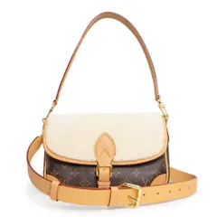 ルイ ヴィトン M46317 ディアヌ NM PM モノグラム シアリング ヌメ革 MARRON マロン ブラウン BLANC ブラン オフホワイト 2Way ショルダー ハンドバッグ レザー ゴールド金具 LOUIS VUITTON（未使用　展示品）