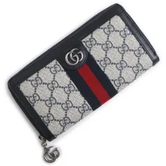 グッチ 523154 オフィディア GG ジップアラウンドウォレット ラウンドファスナー GGスプリームキャンバス レザー ベージュ ネイビー 長財布 アンティークシルバー金具 GUCCI（新品・未使用品）