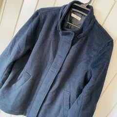 TS-132  SHOO・LA・RUE コート ジャケット ハイネック Lサイズ ゆったり ネイビー アウター 長袖