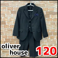 oliver house　オリバーハウス　フォーマルスーツ　男の子　120㎝　ブラック　ストライプ　4点セット　卒業式/入学式/結婚式　現状品　YMO2-049-08/60