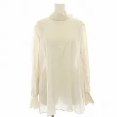 アンフィ―ロ UNFILO スタンドカラーブラウス シャツ 麻 リネン混 プルオーバー 長袖 バックリボン M アイボリー BLUMSA1200 /HN