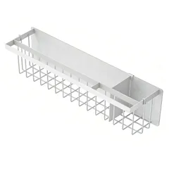 【YOUIDIDI】マグネット バスルームラック 浴室収納 タオル掛け付き W44×H12×D12cm 穴あけ不要 組み立て不要 シャンプーラック 壁掛け フック付き