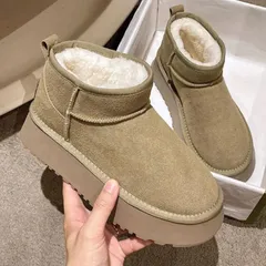 【在庫限り】裏ボア ムートンブーツ　SH-3　グレージュ　厚底3.5cm ボア もこもこ　ショート　疲れない　ファーブーツ