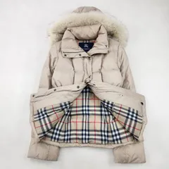 BURBERRY LONDON ダウンコート ノバチェック　フォクスファー　ベルト・フード付き　3way　ベージュ　36　S M相当 バーバリーロンドン