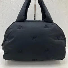 9261　agnès b. VOYAGE　アニエスベーボヤージュ　 ハンドバッグ　ロゴ　刺繍　ブラック系　 黒　ナイロン　軽量　レディース