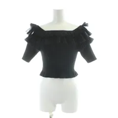 スナイデル SNIDEL 23AW ニット F 黒 ブラック オフショルダー 半袖 チュールフリル /AP