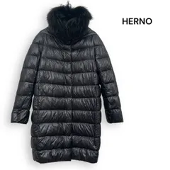 R2663/ HERNO ヘルノ ファー ダウン コート ブラック サイズ42