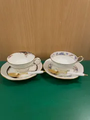 I【保管品③】NARUMI ナルミ カップ&ソーサー 2客セット ティースプーン付 ブランド食器 コレクション