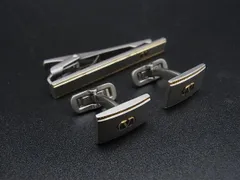 ■美品■ VALENTINO GARAVANI ヴァレンティノ ガラヴァーニ カフスボタン ネクタイピン アクセサリー 2点セット シルバー系 DJ3990