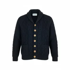 54L5 INVERALLAN インバーアラン スコットランド製 3A ランバーカーディガン ブラック ウール ニットジャケット アメカジt18r